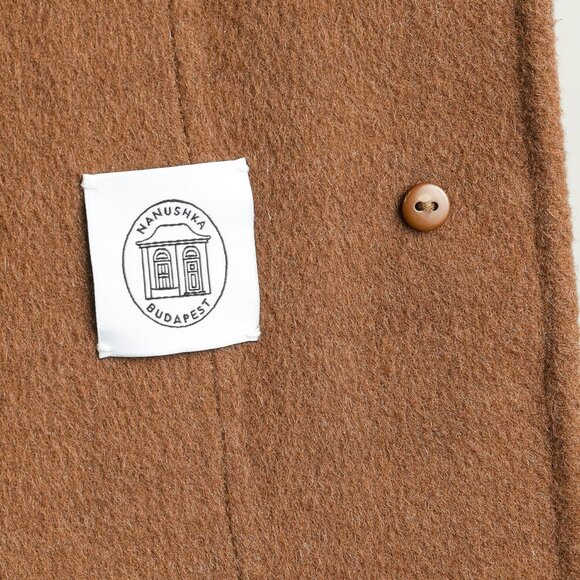 Nanushka Marzy Brown & Beige Fringed Checked Wool-Blend Coat - Picture 11 of 14